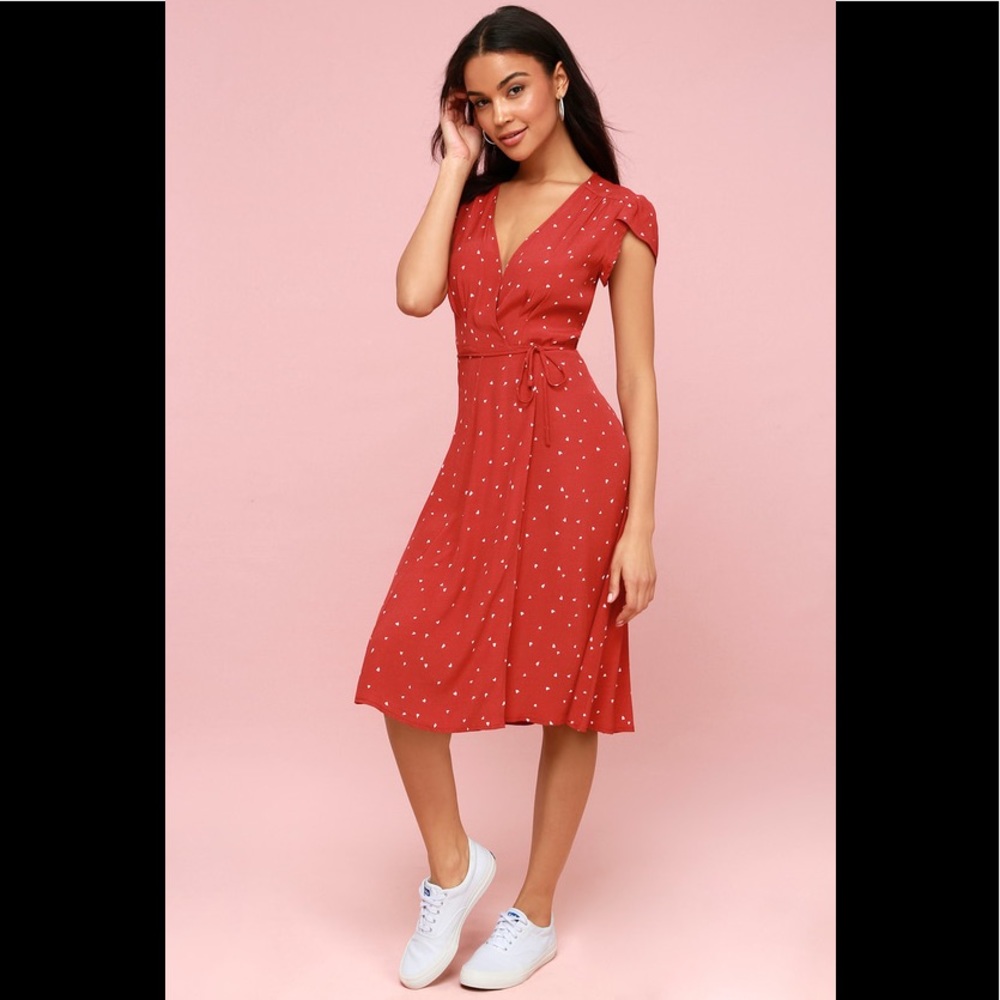 Rollas Red Heart Wrap Dress